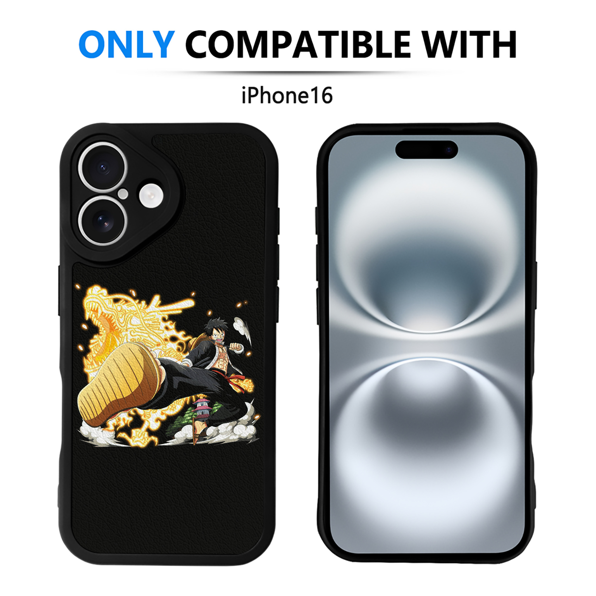 （画像用） ワンピース モンキー・D・ルフィ ONE PIECE Monkey D. Luffy 【iPhone 16シリーズ対応】シリコンスマホケース（レザー調） 材質：シリコン